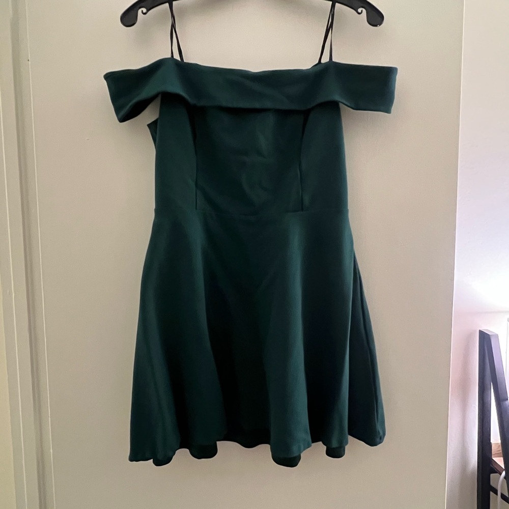 Lulu's Green Off-Shoulder A-Line Dress